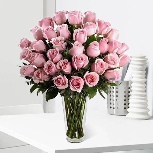 24 Long Stem Pink Roses-Pink Roses Delivered USA