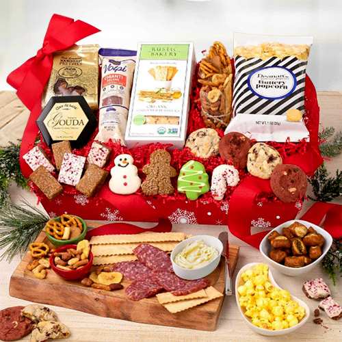 Holiday Charcuterie Basket-Festive Charcuterie Basket Delivered For Christmas