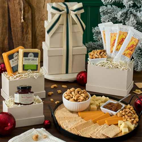 - Festive Snack Gift Tower Delivery | Warm Wishes Christmas Basket