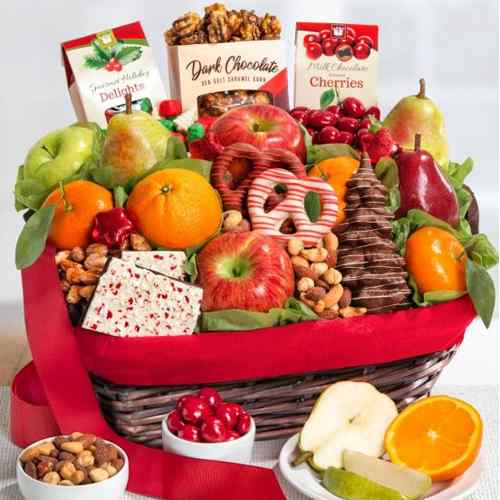 Festive Fruit Basket-Send Thank You Gift Basket To Usa