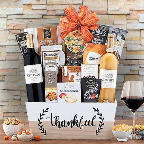 - Luxury Thanksgiving Gift Basket With Wines | Giving Thanks Basket