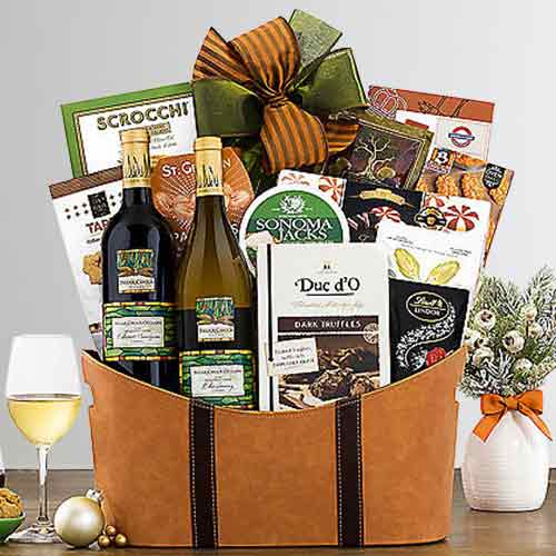 Edenbrook Duowine Gift Basket-Food Wine Gift Baskets Delivery Iowa