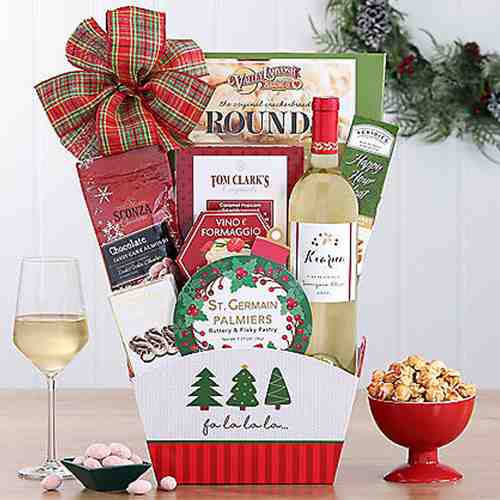 Joyful Surprise Holiday Hamper - Holiday Wine Hamper Delivery USA