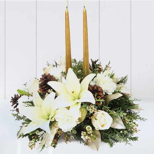 Lily Centerpiece-Christmas Floral Arrangements Delivery Louisiana