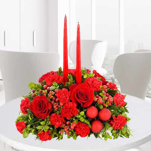 Christmas Red Arrangement-Christmas Floral Arrangements Delivery Mississippi