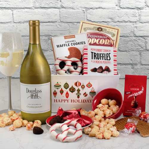 Santas Wine N Chocolate Holiday Basket