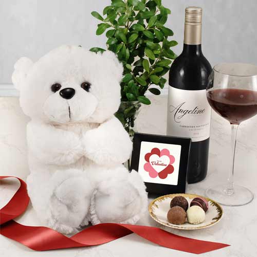 - Valentine's Day Gifts For Boyfriend | Red Wine Teddy And Truffles