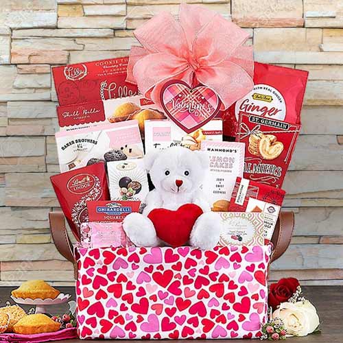 Valentine's Day Gift Basket For Long-distance Love | Ultimate Love Gift Basket With Sweet And Teddy