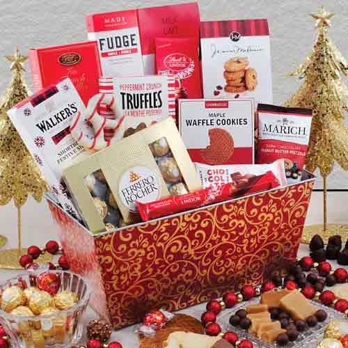 Christmas Delights Sweet Gift Basket-Holiday Gourmet Sweet And Savory Basket