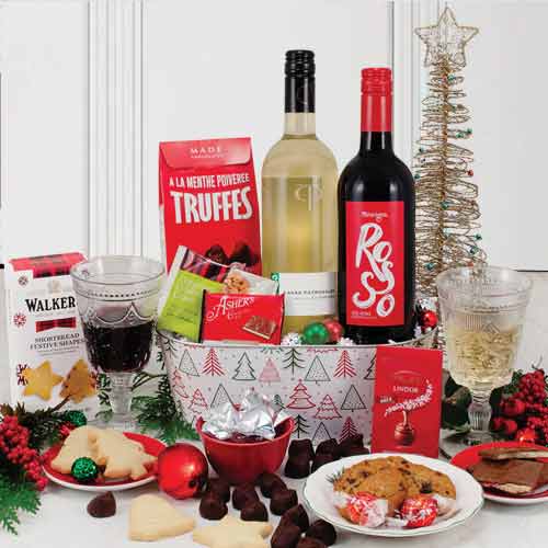 Deluxe Holiday Wine And Sweets Box