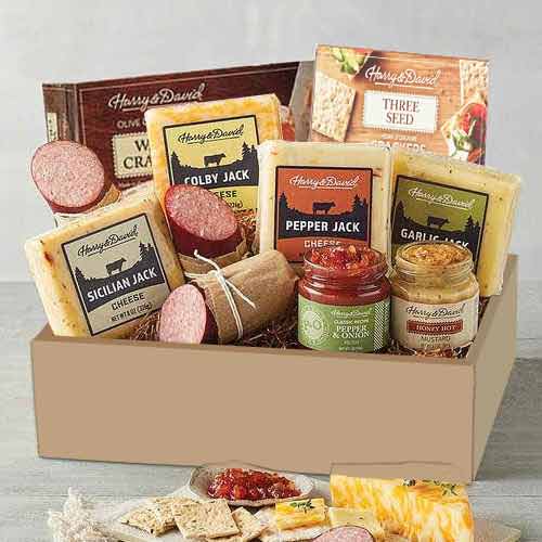 Cheese And Sausages Gift Box-Easter Gift Baskets Delivery USA